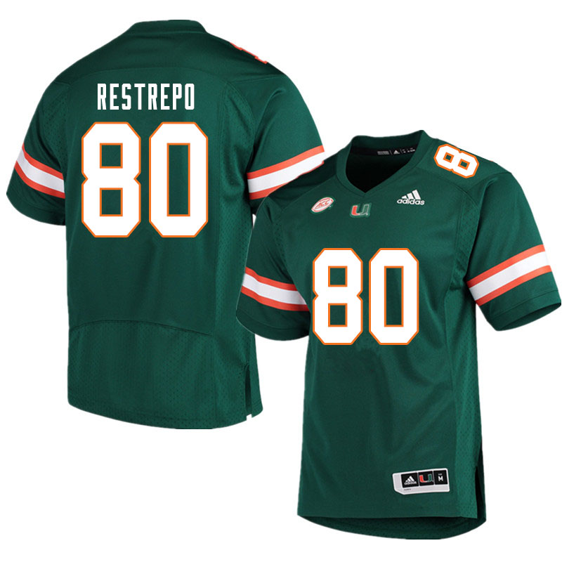 Men #80 Xavier Restrepo Miami Hurricanes College Football Jerseys Sale-Green